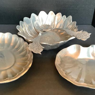 Pewter Salad Bowl And Serving Dishes
