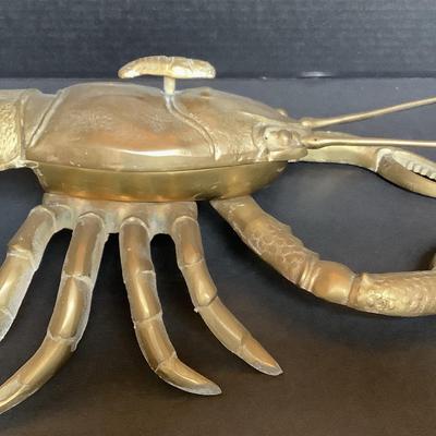Mid Century Modern Life Size Brass Lobster Sculpture /Box