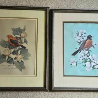 Numbered & Signed American Robin & Scarlet Tanager By Roger Tory Peterson