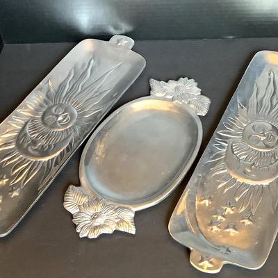 Trio Of Pewter Serving Trays