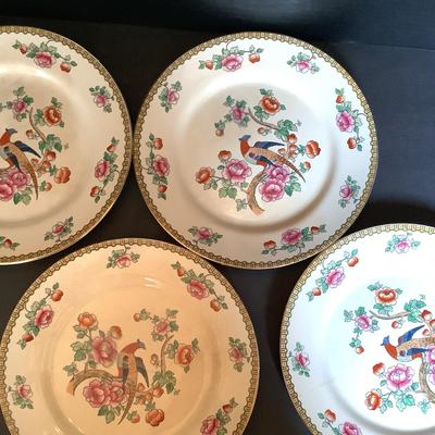 Set Of Four Antique “Pheasant” Pattern Dinner Plates 