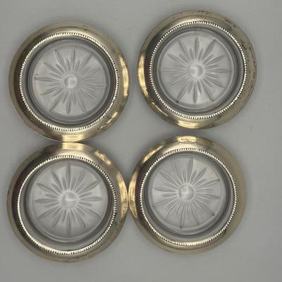 Frank M. Whiting sterling silver–rimmed glass coaster