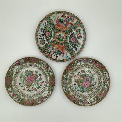 Chinese Porcelain Plates - Two Famille Rose And One Rose Medallion