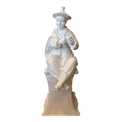 Large Italian Faience Asian Boy Statue 43" high