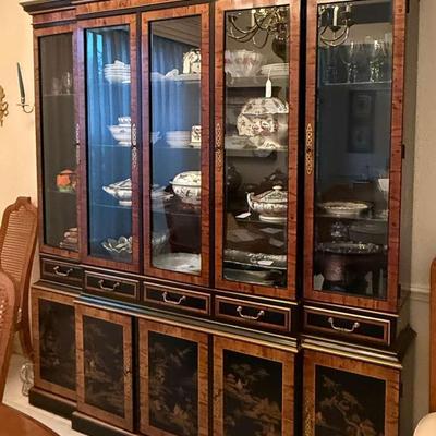 Drexel Heritage Furnishings Chinoiserie China Hutch Cabinet (Items in Hutch not included)