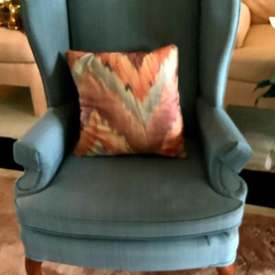 Blue Wing Back Chair
