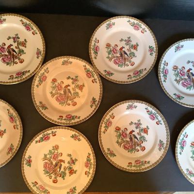 Set Of Eight “Pheasant” Pattern Bread Plates