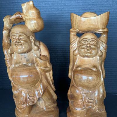 2Wooden Carved Buddhas