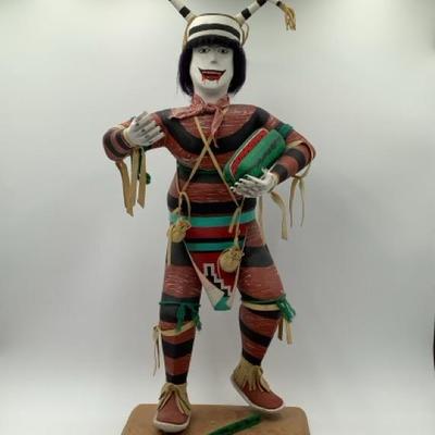 29” Navajo Clown Dancer Kachina Doll By Berlinda Lee