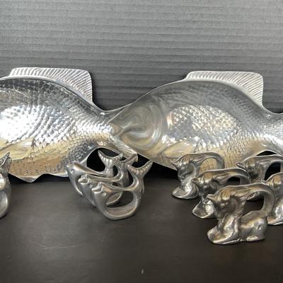 Pewter Fish Plates And Fish & Unicorn 