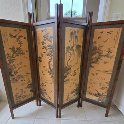 Asian Style Folding Wooden Room Divider 4 Foot high