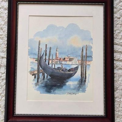 Original Water color Venice Gondola Watercolor By Artist Mario Carraro