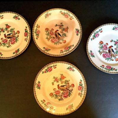 Set Of Four “Pheasant” Pattern Bread Plates