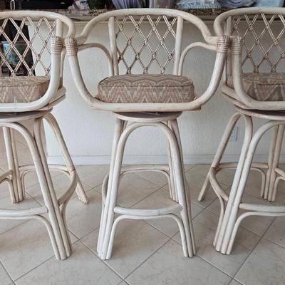 Swiveling Bamboo Bar Chairs