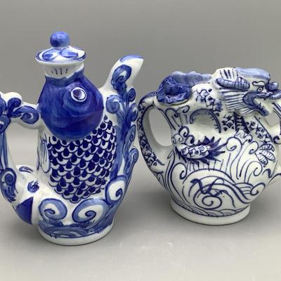 Two Vintage Chinese Porcelain Teapots