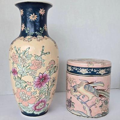 Chinese Porcelain Vase & Cannister