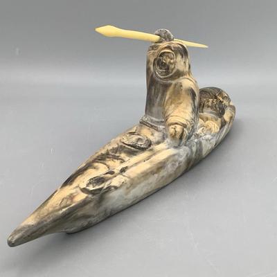 Soapstone Harpoon Fisherman Sculpture 