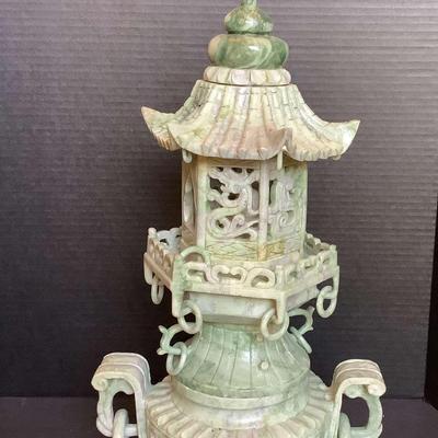 Chinese Pagoda Style Hand Carved Jade
