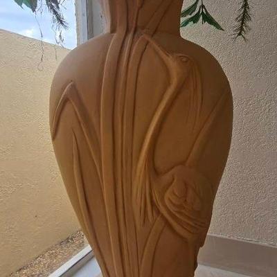 Tall Terracotta Heron Vase