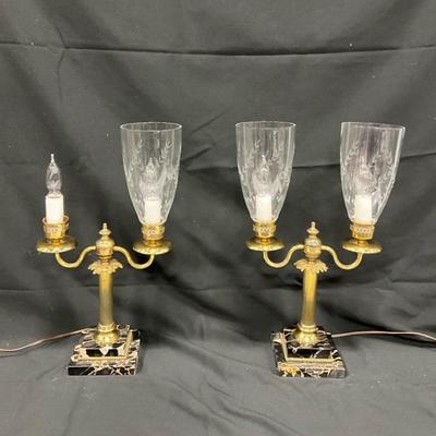 Pair of Brass Candelabra Lamps