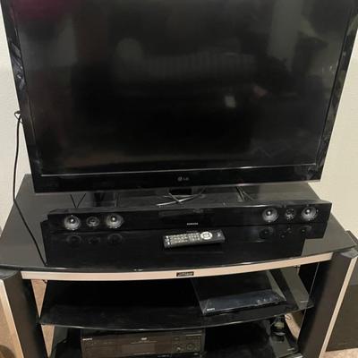 Entertainment Center With Soundbar And Sony DVD/cd Player