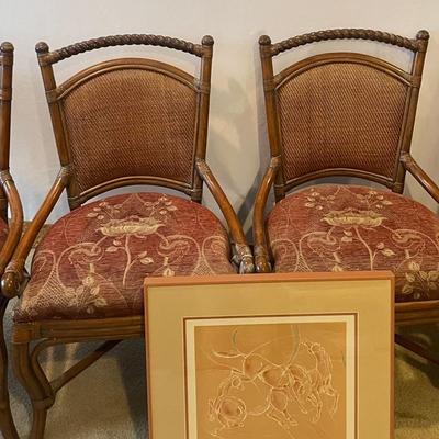 Vintage Chairs With Tapestry Seat And Horse Pic