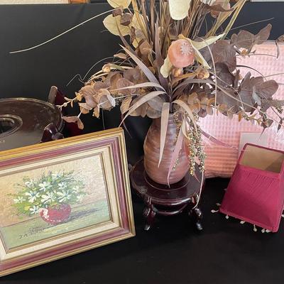Floral Oil Painting W/ Floral Decor And More