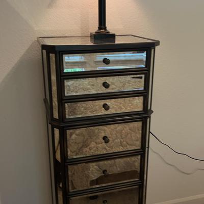 Mirrored Lingerie Dresser And Lamp