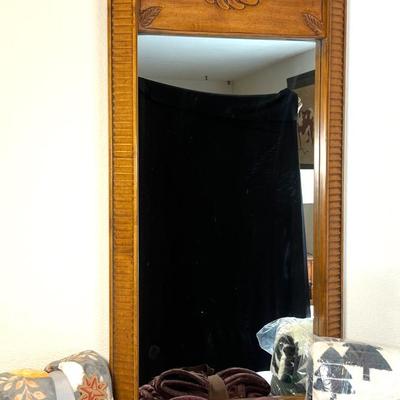 Carved Wood Mirror & Berkshire Throws 