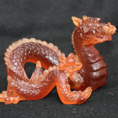 Sale Photo Thumbnail #38: Daum Amber pâte-de-verre crystal Dragon