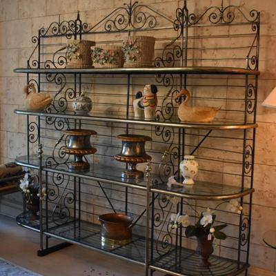 French Inspired Wrought-Iron & Brass Baker's Rack- Large- 92Wx 89Hx 18D 