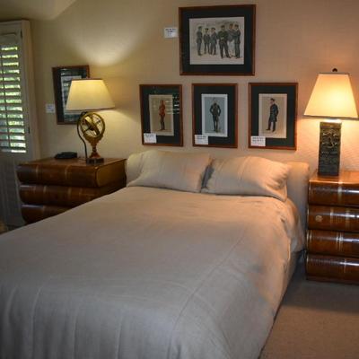 Custom Queen Upholstered Bed with Bedding 