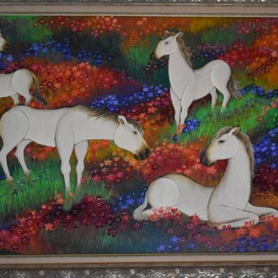 Sale Photo Thumbnail #54: Gustavo Novoa Original Oil, Four White Horses