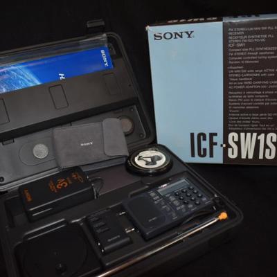 Vintage Sony ICF-SW1S World Radio Receiver with Accessories, Case, & Original Box