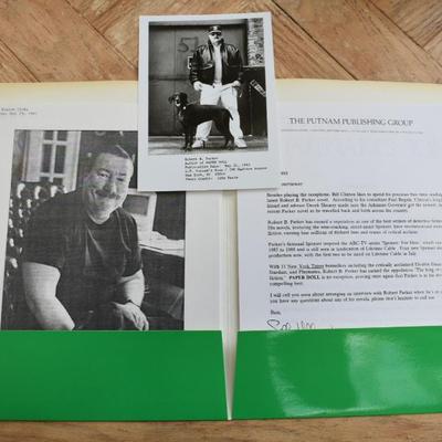 Sale Photo Thumbnail #85: Robert B. Parker Paper Doll Original Press Release SET: Press Release folder, Signed First Edition, & Signed Limited Release First Edition. 