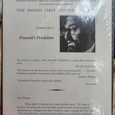 Unopened Signed First Edition of Foucault's Pendulum by Umberto Eco