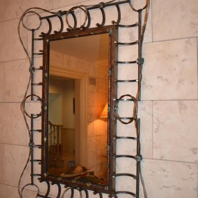 Wrought Iron, Cable, & Copper Custom Entry Mirror