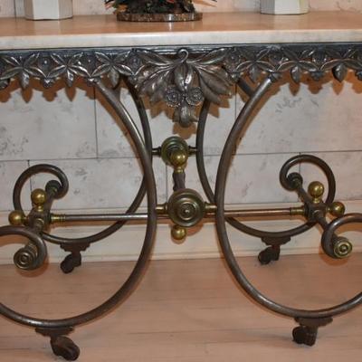 Forged Iron & Marble Console Table