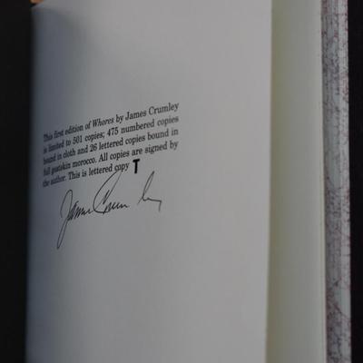 Sale Photo Thumbnail #78: SET of Signed Limited Release, First Edition Books: Whores by James Crumley. One numbered & one lettered copy.