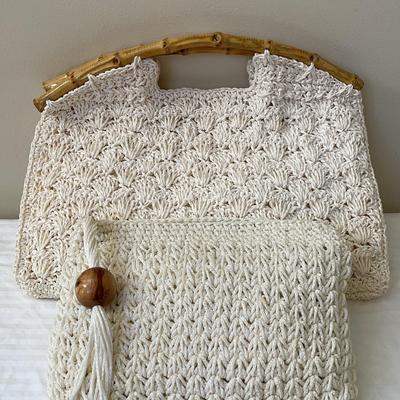 Pair of Japanese Made White Woven Purses