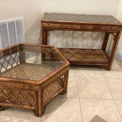 Pair of Rattan Tables (2)