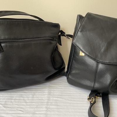 Pair of Vintage Black Leather Tignanello Purses