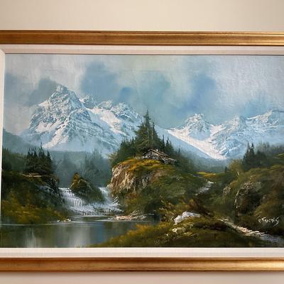 Cabin Oil Painting By R. Thomas