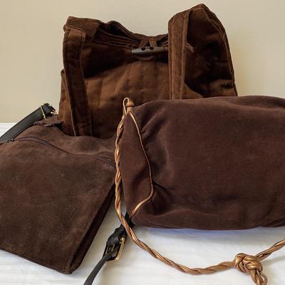 Trio of Vintage Designer Brown Suede & Leather Purses