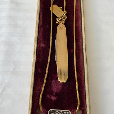 Pocket Knife On 10kt Gold Chain