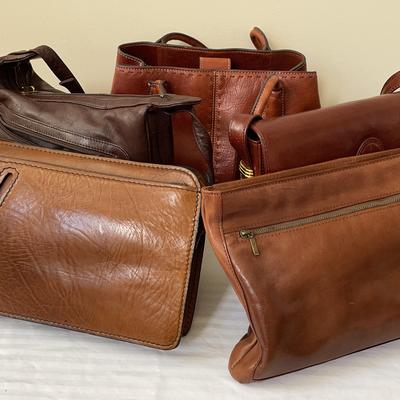 Collection of 5 Vintage Brown Leather Purses