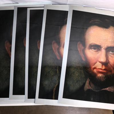 (6) Lincoln Portrait Prints, 17" W x 24" H & Gettysburg Book