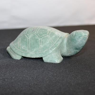 Green Stone Turtle Figure, 6" L x 3" W