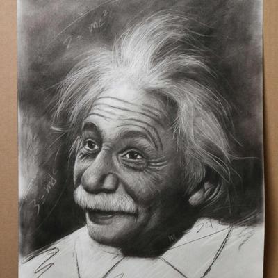 Charcoal Sketch of Einstein