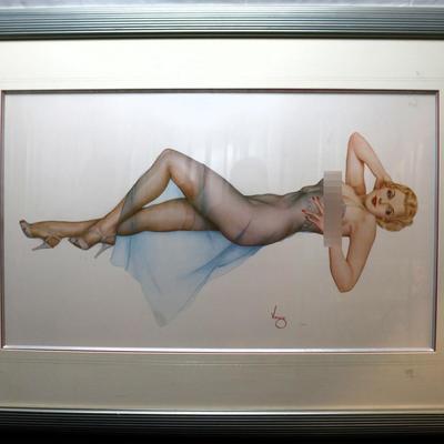 Alberto "Varga" Print Blonde in Blue, 117/200, Silver Frame